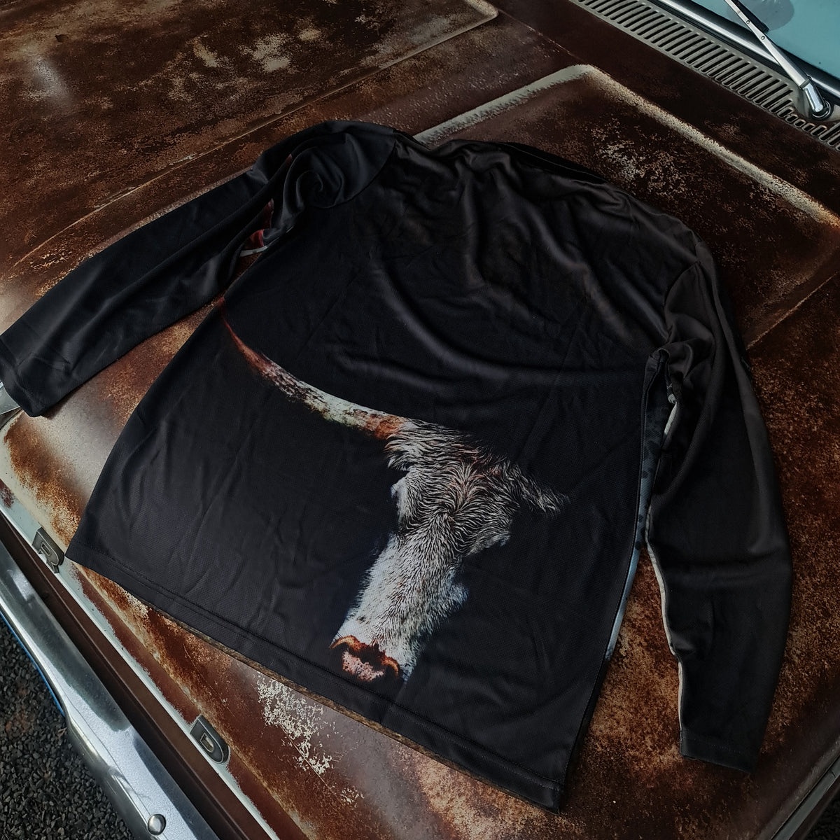 Longhorn Lovin' Long Sleeve Polo Fishing Shirt the Desperado co.