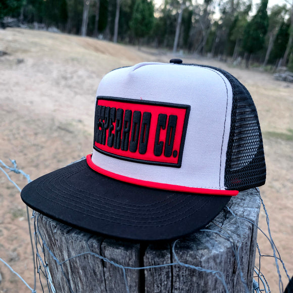 Desperado Trucker Cap Grey & Red Patch Flat Brim