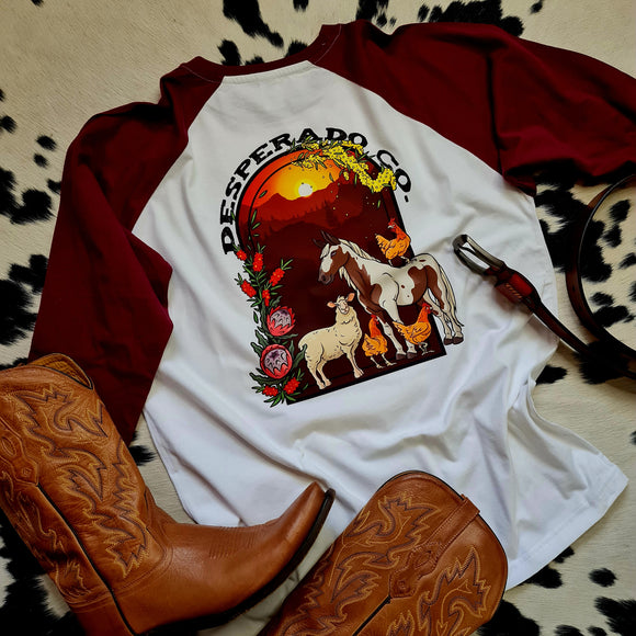 Homestead Heaven Burgundy Raglan Tee