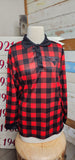 Red Plaid Lumberjack Long Sleeve Polo Fishing Shirt