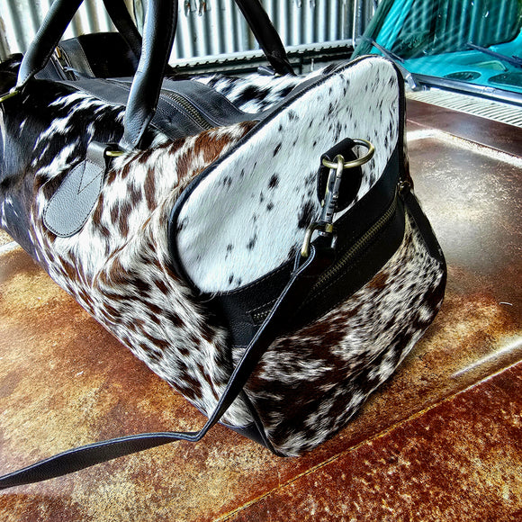 Genuine Cowhide Overnight Travel Bag Brown 3