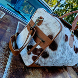 Genuine Cowhide Overnight Travel Bag Tan 5