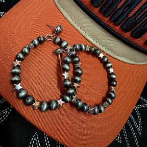 Navajo Pearl & Star Inspired Hoop Earrings