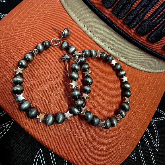Navajo Pearl & Star Inspired Hoop Earrings