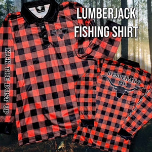 Red Plaid Lumberjack Long Sleeve Polo Fishing Shirt
