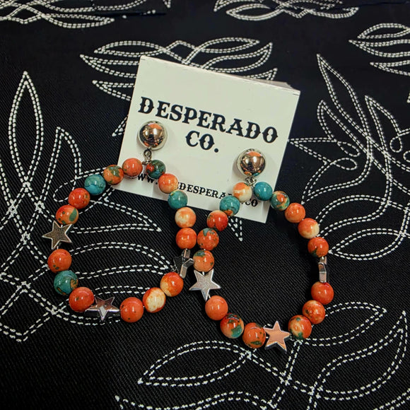 Sunset & Turquoise Star Hoops