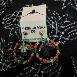 Sunset & Turquoise Thunderbird Hoops