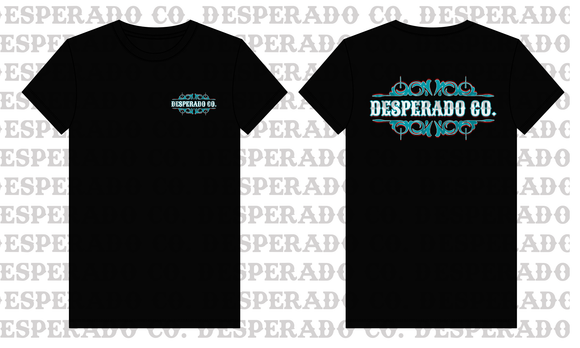 Desperado Co. Pinstripe Tee Turquoise & Red Scrolls