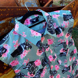 Desperado Co. Sleeveless Work Shirt Mint Trucks & Roses