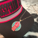 Genuine Turquoise Chip Kenworth Necklace