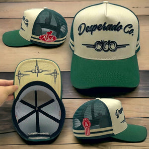 Desperado Trucker Cap Green & Cream Pinstripe