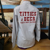 SMALL Garage Stripe Shirt Titties & Beer