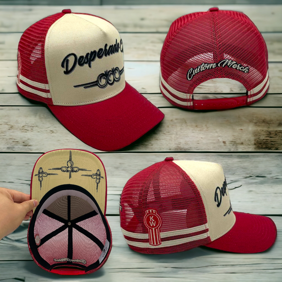 Desperado Trucker Cap Red & Cream Pinstripe