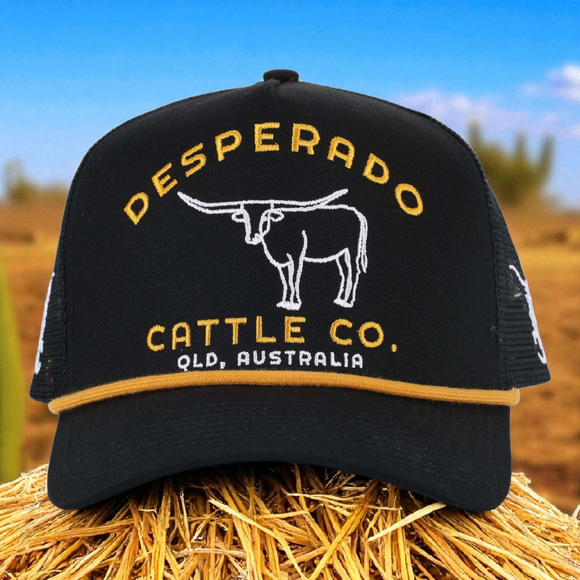 Desperado Trucker Cap Cattle Co. Black Roper