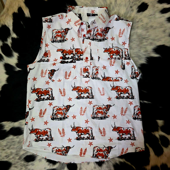 Desperado Co. Sleeveless Work Shirt Longhorns