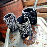 Handmade In Australia Cowhide Stubby Coolers Black Speckle
