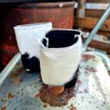 Handmade In Australia Cowhide Stubby Coolers Black Mix