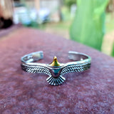 Stainless Silver & Gold Eagle Cuff