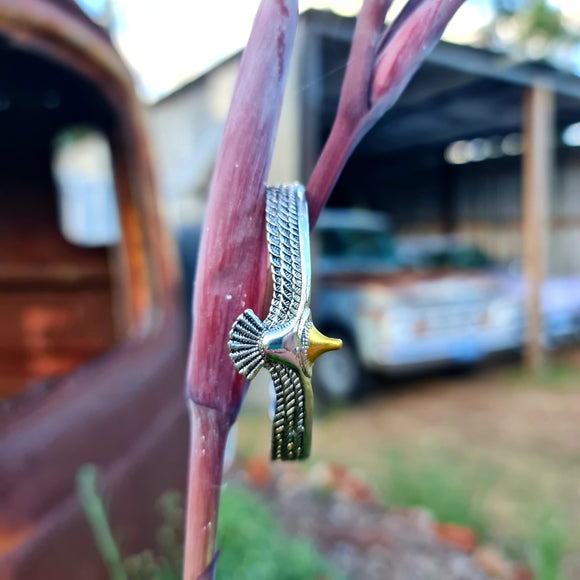 Stainless Silver & Gold Eagle Cuff