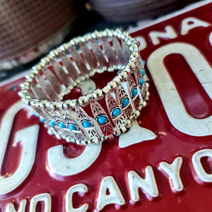 Turquoise & Silver Navajo Style Cuff