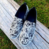 Genuine Leather Cowhide Sneakers Black & White