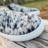 Genuine Leather Cowhide Sneakers Black & White