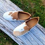 Genuine Leather Cowhide Sneakers Tan & White