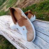 Genuine Leather Cowhide Sneakers Tan & White