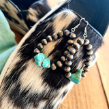 Desperado Natural Turquoise & Navajo Style Pearl Earrings