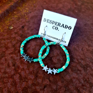 Star Gazer Green Snake Agate Earrings