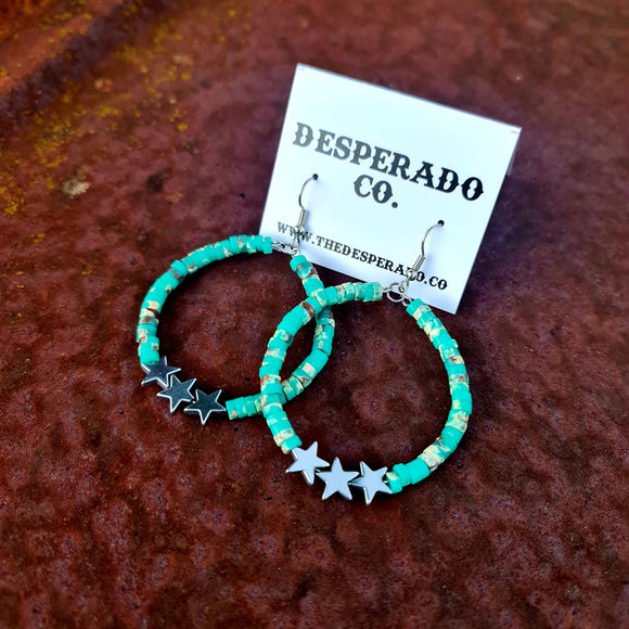 Star Gazer Green Snake Agate Earrings