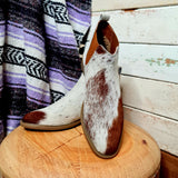 Cowhide Ankle Boots Tan White Size 42