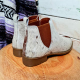 Cowhide Ankle Boots Tan White Size 42