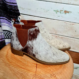 Cowhide Ankle Boots Tan White Size 41