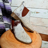 Cowhide Ankle Boots Tan White Size 41