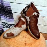 Cowhide Ankle Boots Tan White Size 40