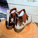 Cowhide Ankle Boots Tan White Size 40