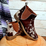 Cowhide Ankle Boots Tan White Size 40