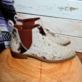 Cowhide Ankle Boots Tan White Size 41