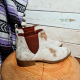 Cowhide Ankle Boots Tan White Size 41