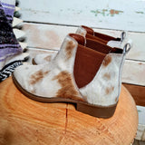 Cowhide Ankle Boots Tan White Size 41
