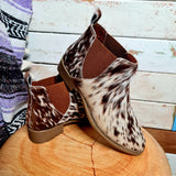 Cowhide Ankle Boots Tan White Size 39