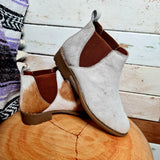 Cowhide Ankle Boots Tan White Size 37