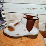 Cowhide Ankle Boots Tan White Size 37
