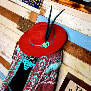 Move Over Miranda Maroon & Turquoise Aztec Long Cardigan