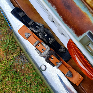 Elastic Double Buckle Western Belt
