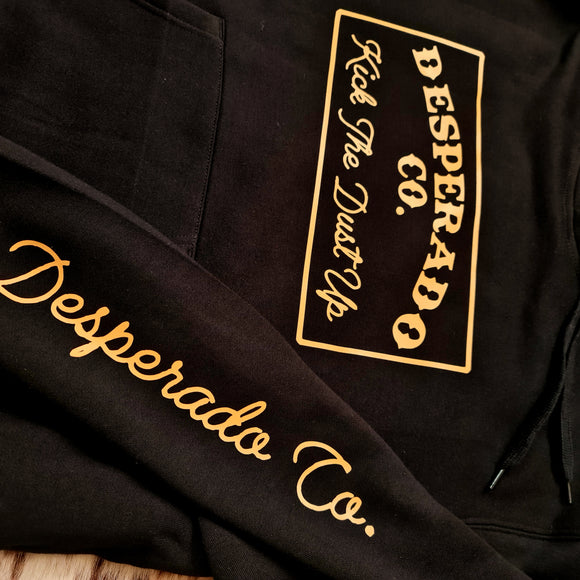 Desperado Black Classic Logo Kick The Dust  Up Hoodie