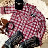 Desperado Co. Roll Up Long Sleeve Red Plaid Button Up