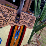 Ranchin' Tooled Saddle Blanket & Brown Cowhide Handbag