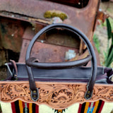 Ranchin' Tooled Saddle Blanket & Brown Cowhide Handbag